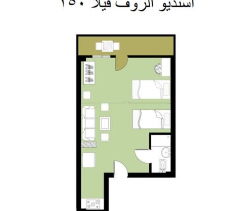 Studio Roof 150 sea view fully equipped green beach