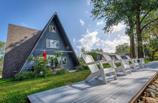 Sturgeon Bay waterfront A-Frame with a dock and fire pit