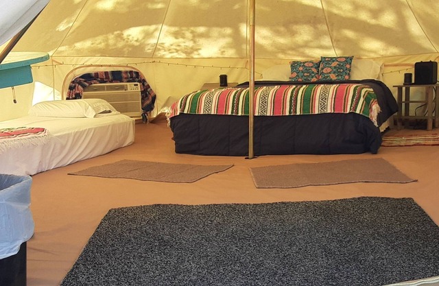 Sunset Ridge Glamp Tent Queen Bed, 2 cots, AC and Electric