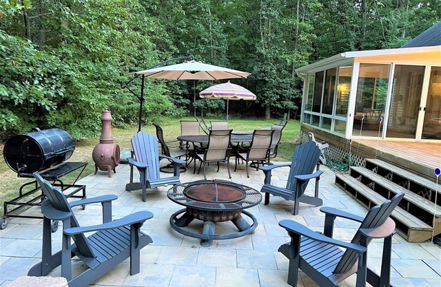 The open floor plan of this stunning custom home is great for entertaining