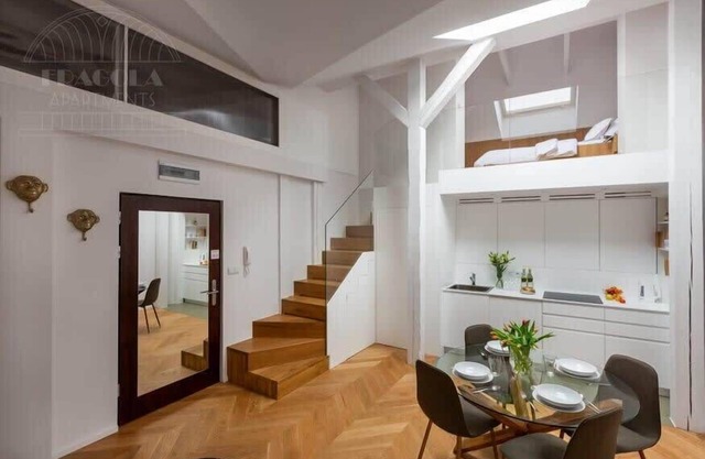 Tranquil studio with mezzanine