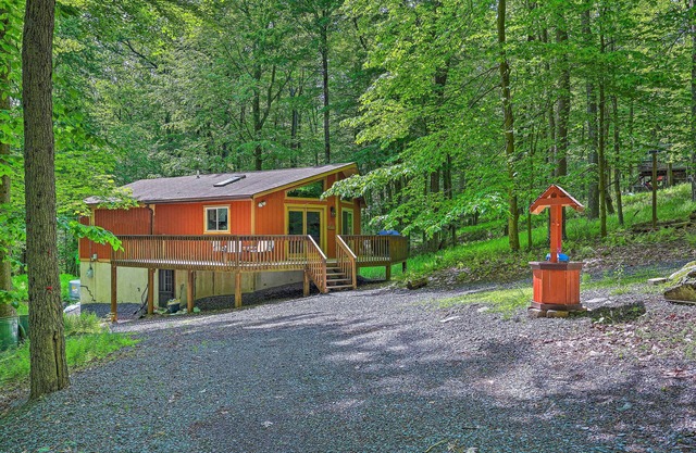 Walk to Lake & Beach: Pocono Cabin w/Fire Pit