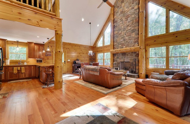 Walk to the Pocono Raceway From a Custom Log Cabin