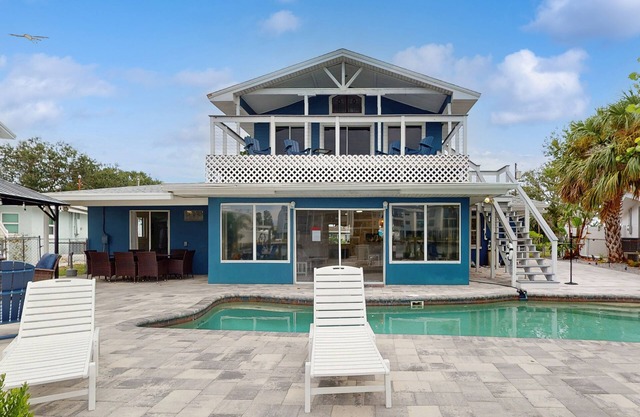 Waterfront home with private pool, deck & patio - 1/2 mile to the beach