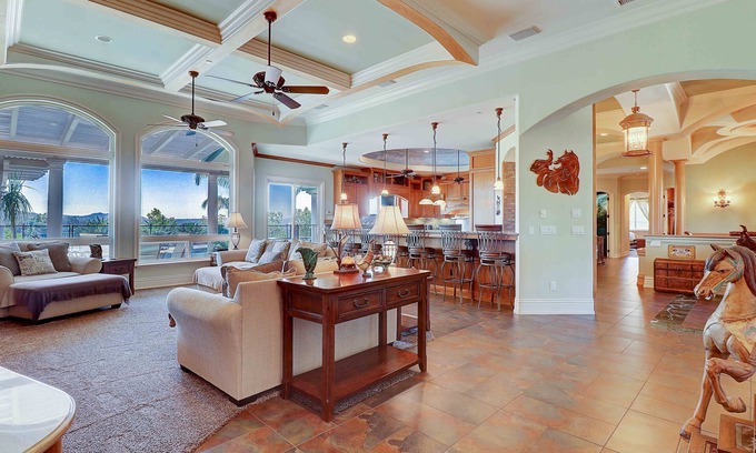 East Canyon House | 1 STORY ARTISTIC MASTERPIECE W/AMAZING VIEWS! GORGEOUS POOL W/SAFETY FENCE OPT.