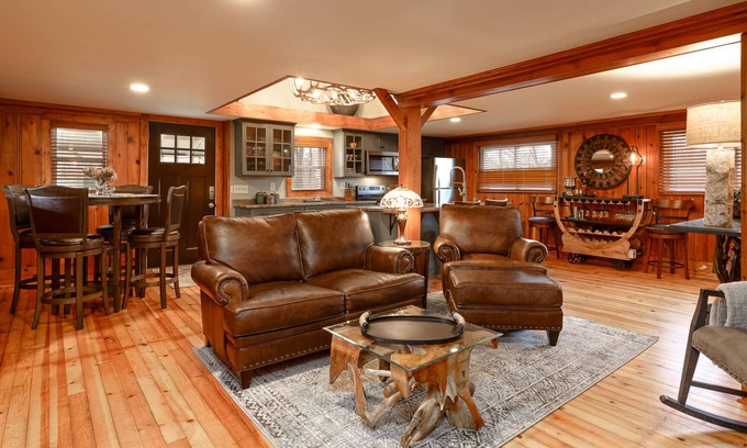 North Royalton Cabin | 30-Acre Horse Ranch Upscale Cabin W/Pool, Otdr. Fireplace, Trails, River & Pond