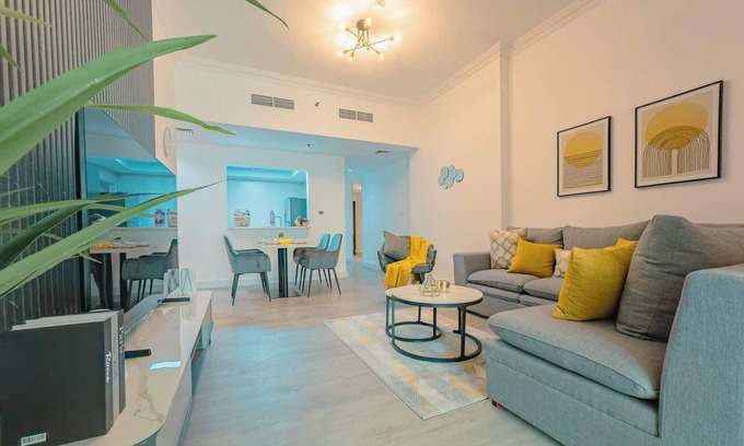 Jumeirah Village Circle Apartment | Airstay | 1BR Spacious Balcony |Next to FIVE Hotel