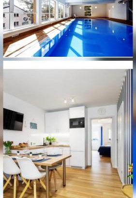 Poddabie Apartment | Apartament 11B Niebieskie Apartamenty Poddąbie z basenem krytym, odkrytym, salą zabaw, animacjami