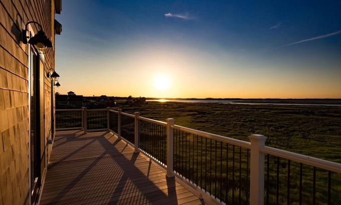 Newbury House | Artist's Perch: Expansive Marsh and Ocean Views, Luxury Home, Two Decks