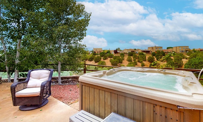 Santa Fe House | Artist's retreat with two living area, large patio, and private hot tub