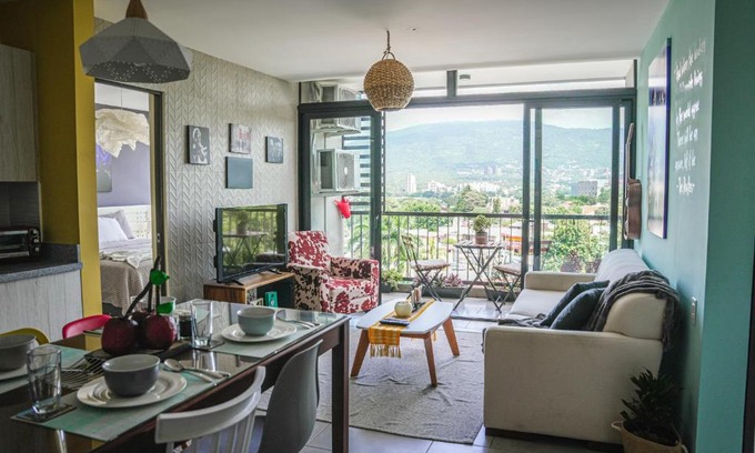 San Salvador Apartment | Avitat Joy 2Brm Amazing City&Volcano View Pool&Gym