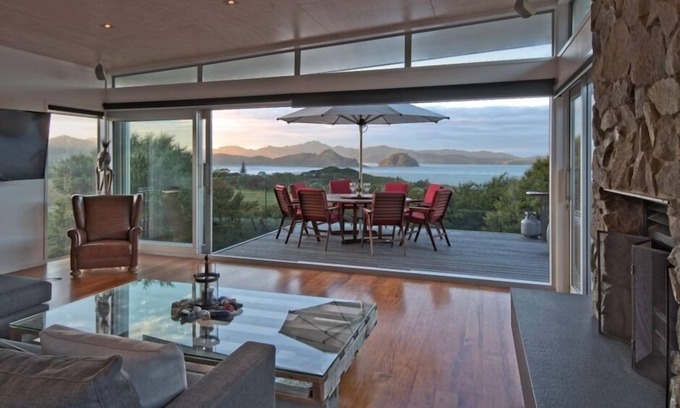 Tryphena House | Barrier Headquarters main house. Unobstructed 270 degree views white sandy beach