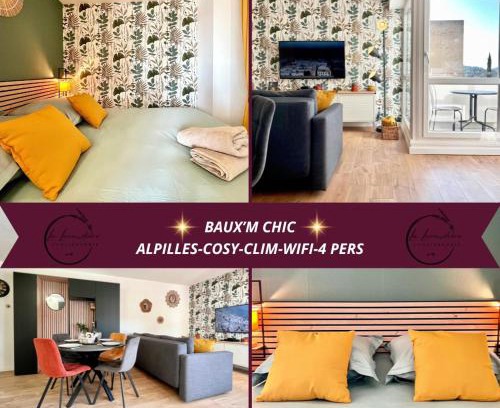Les Baux-de-Provence Apartment | Baux'M Chic - Alpilles, Grand Studio Cosy, Clim, 4 personnes