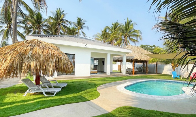 Playa El Pimental Villa | Beach Front Villa with 3B, WiFi, AC in delightful Playa El Pimental, El Salvador