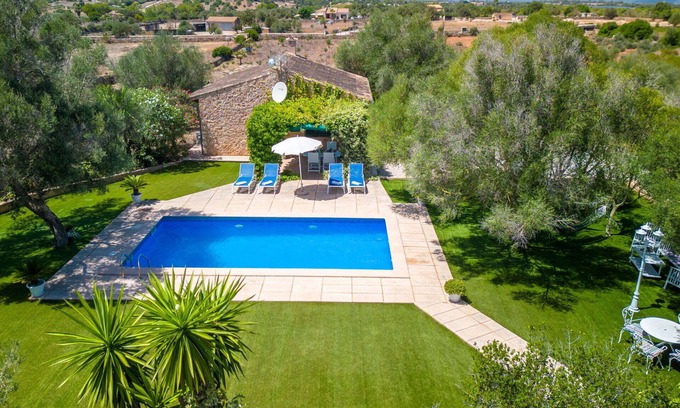 Santa Margalida Villa | Beautiful private villa with A/C, private pool, WIFI, TV, patio, panoramic view and parking