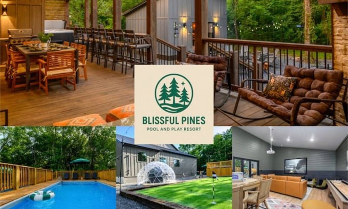 Broken Bow Cabin | Blissful Pines Pool & Play Resort -Sleeps 22