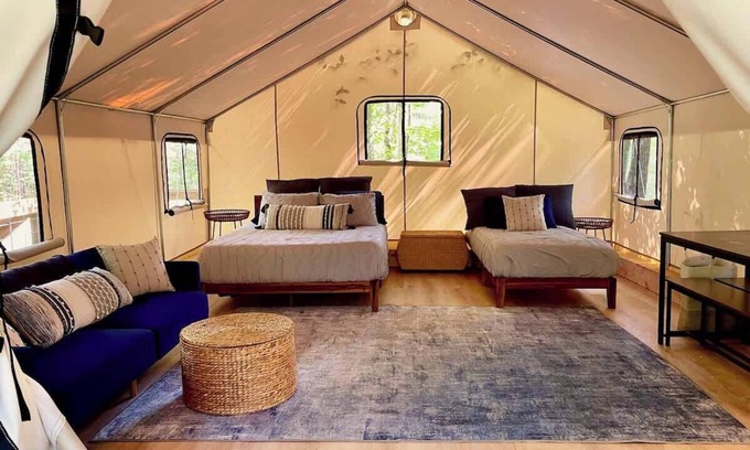 Primrose RV Rental | Blue Heron's Nest-Glamping Tent in the Gorge w/AC