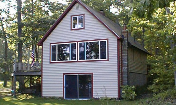 Raymond Ski Chalet | Bright waterfront home with beautiful views of Little Sebago Lake!