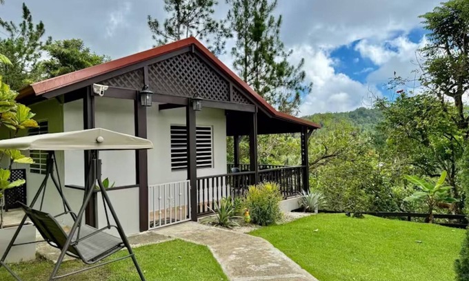 Cerro Cabin | Cabaña entre Pinos: Piscina c cale Fogata y Mini Golf en Cayey parejas, familias