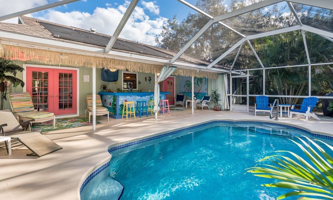 Sebastian Highlands House | πΉπ Cabana Paradise! Heated Pool, Poolside TV and Tiki Bar, Near Beaches!