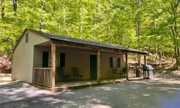 Eddyville Cottage | Cabin In The Woods (Sleeps 1-6) - Secluded cabin: 1BR (2Q), 1BA (shower), LR, kitchen, patio, fire pit.