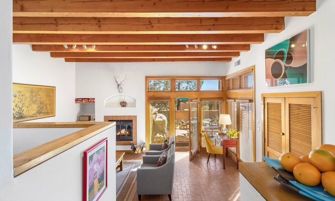 Nambe Pueblo House | Casita del Mirador - Well-Appointed Home w/Kiva Fireplace, Sunset Views, & Pool