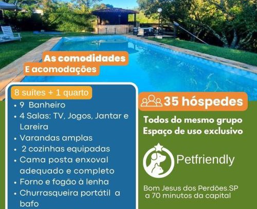 Bom Jesus dos Perdoes Villa | Chacara Aguas Claras 6 en-suite Swimming Pool Fishing Karaoke