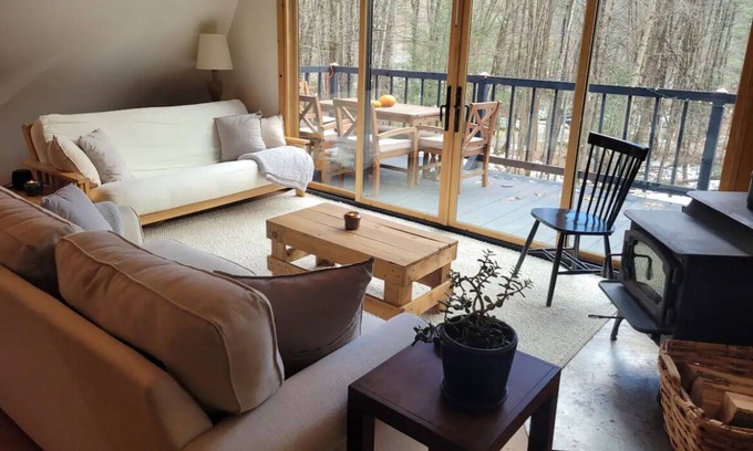 Williamsville Ski Chalet | Charming Vermont A-Frame: Cozy Cabin in the Woods