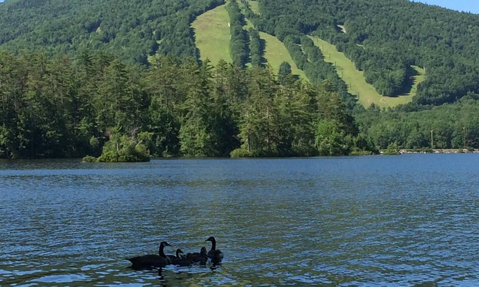 Bridgton Cabin | Charming Waterfront Cabin with Mountain View and Private Beach Access!