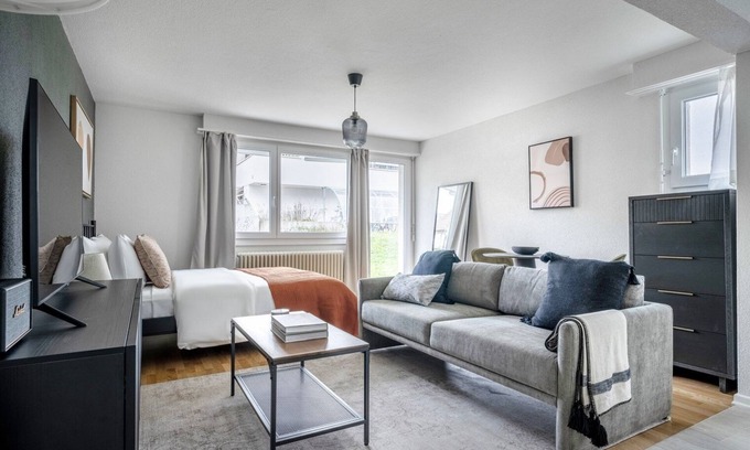 Altstetten Apartment | Chic Altstetten 1.5 Room w/Storage & W/D, nr Local Market, by Blueground