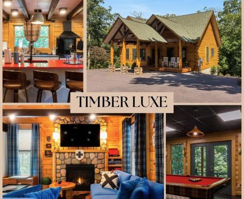Massanutten House | Chic Designer Log Cabin Hot Tub Pool Tabledecks
