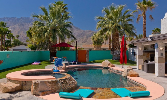 Racquet Club South House | Coachella casa with pool, putting green, & outdoor fireplace - dog-friendly