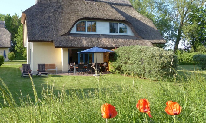 Puddemin House | Comfortable thatched house Eibe 1 Sauna Fireplace Wallbox - DHH Eibe 1