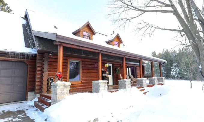 Sault Ste. Marie House | Country Living Custom Built Log Home with Hot Tub and Sauna