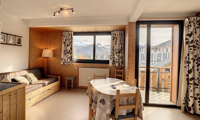 La Toussuire Apartment | Cozy 1BR Apartment, Sleeps 4, Near Slopes, South-Facing Balcony, Stunning Mountain Views