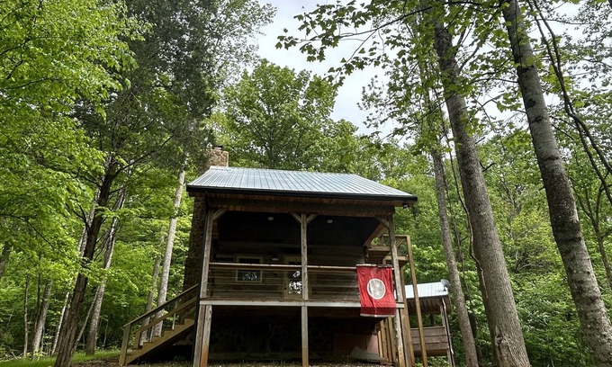 Cookeville Cabin | Cozy Love Shack: Rustic Log Cabin, Outdoor Living Room/Treehouse, & Fireplaces