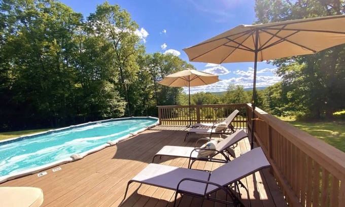 Cresco House | Cozy Pocono Home on Top of Mountain w/Pool, Hot-tub, Fireplace and Views