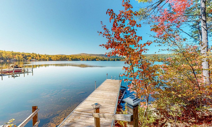 Meredith Cottage | Dog-friendly lakefront cottage with private beach and dock, lake views, and W/D