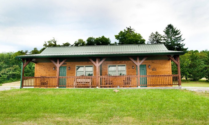 Flintstone Ski Chalet | Double cabin with 2 queen beds, 1 king bed, common porch and each unit has a private entrance and bath.