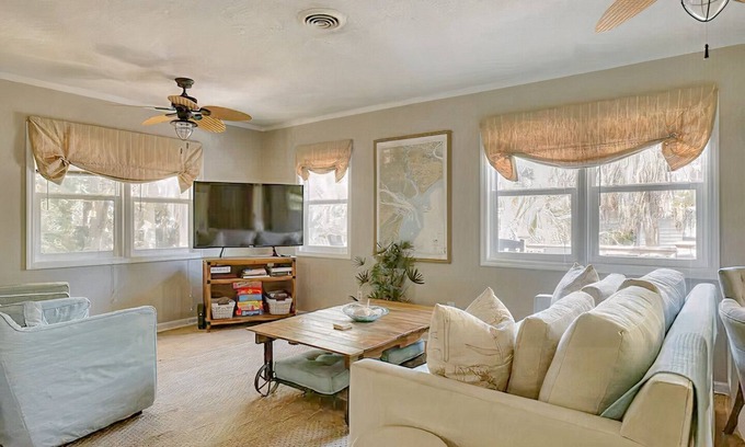 Edisto Island House | Edisto Treehouse - 3BR/2BA - 3 Minute Beach Walk! ~ Privacy Among Historic Oaks