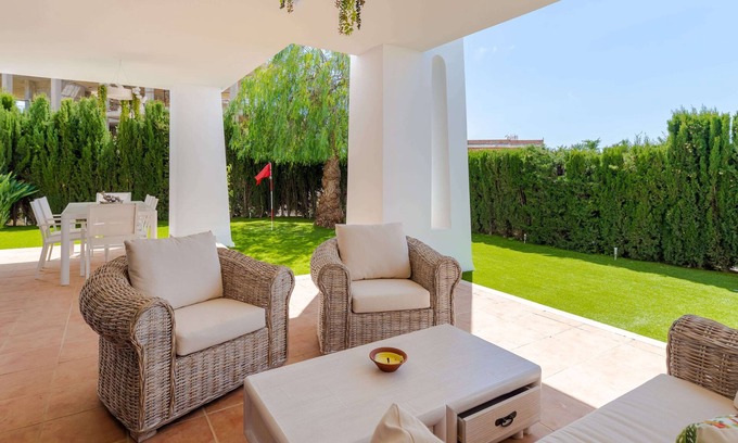 Casares Apartment | Family-friendly Villa-Style 3 Bedroom Apt with Putting Green & Private Garden.