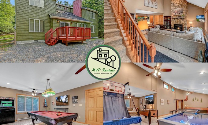 Albrightsville Ski Chalet | Family & Pet Retreat-2 Amazing Game Rooms-FencedYd-Pool-Beach-JimThorpe-Speedway