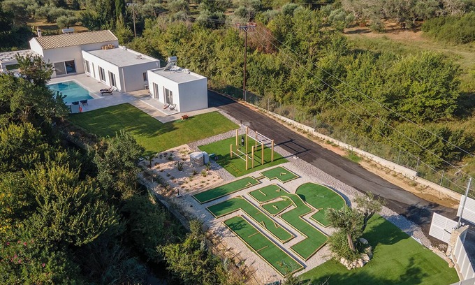 Roda Villa | Family Villa Ami - private minigolf, outdoors gym, heated pool - 2min from beach