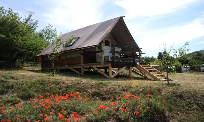Esparron-de-Verdon House | Flower Camping La Beaume * - Cabin du Trappeur 24m2 CONFORT 2 bedrooms + air conditioning 5 persons