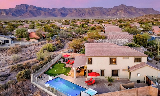 Superstition Foothills House | Grateful Getaway | Outdoor Oasis, Heated Pool, Putting Green, Incredible Views