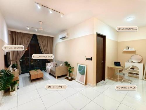 Masai Apartment | GreenHaven High Level 1BR 6pax, PetFriendly I Unblock Pool View, Netflix & Coway I Permas CIQ