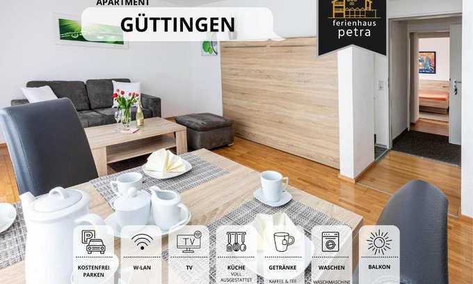 Radolfzell am Bodensee Apartment | Große moderne Ferienwohnung in bester Bodenseelage l 1 Minute zum Bodensee l 2 Zimmer l Vollausgestattete Küche l Sonnenbalkon l WLAN l Willkommen im Apartment Güttingen