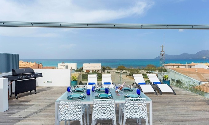 Son Serra de Marina House | Holiday Home 'Modern Panoramic Sea View House' with Sea View, Wi-Fi and Air Conditioning