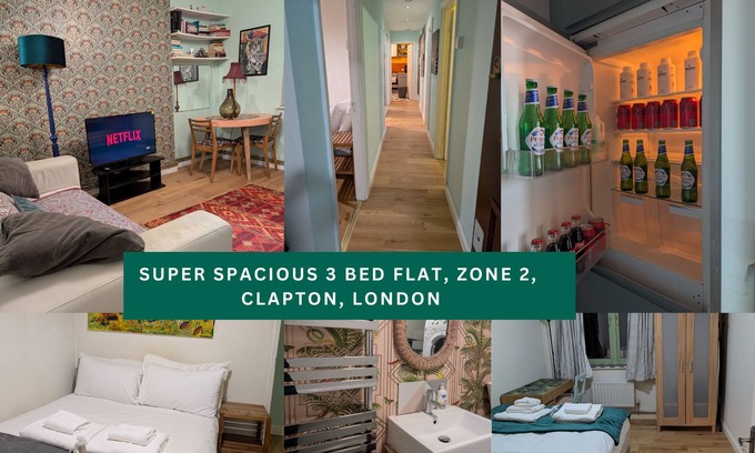 Springfield Apartment | Huge 3 Double Bedrooms Flat in Clapton, Zone 2 - 30 Day Stays
