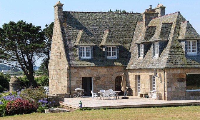 Plouguerneau Villa | huge breton stone manor mansion with sea view by the lighthouse